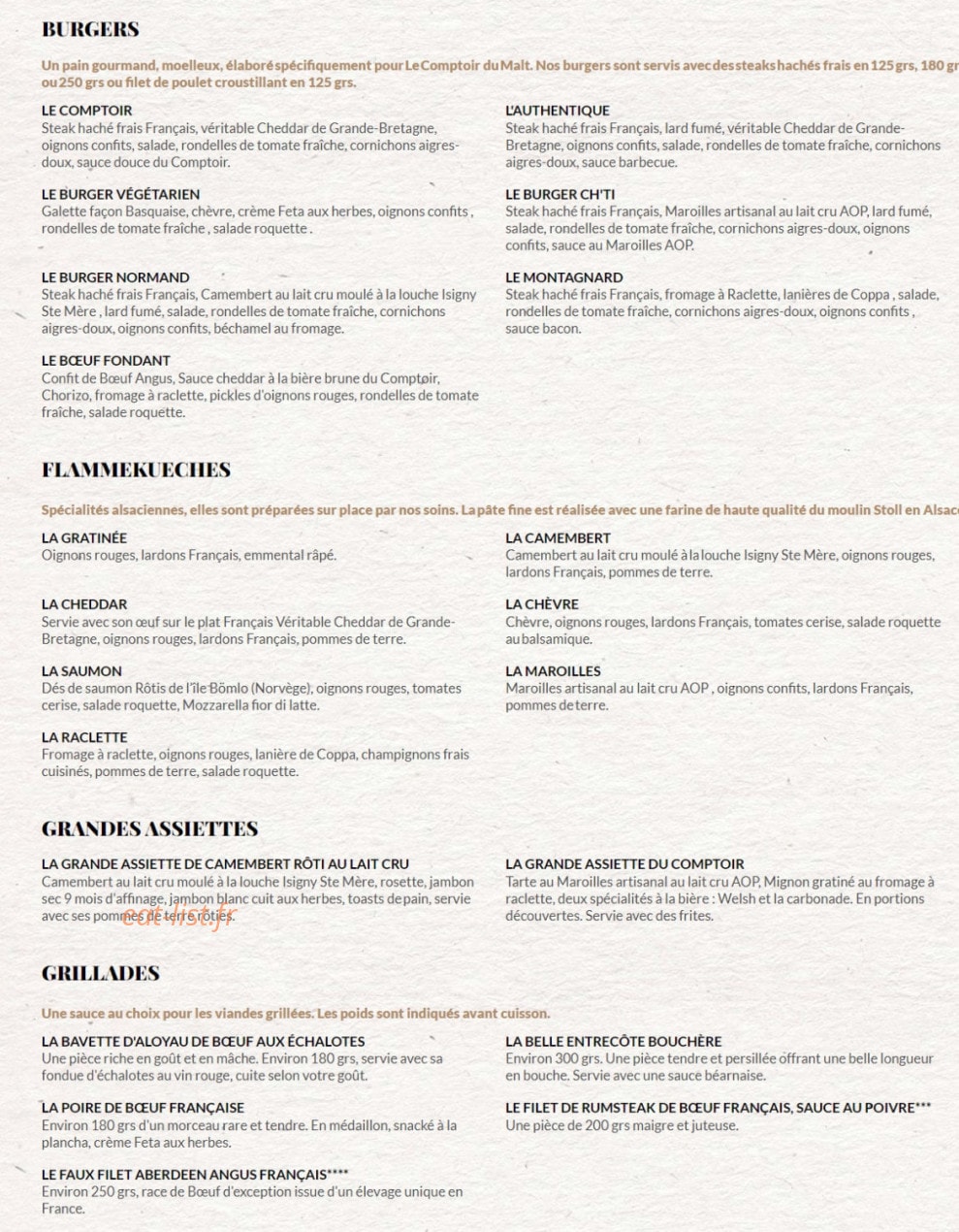 Le Comptoir du Malt — carte page 4