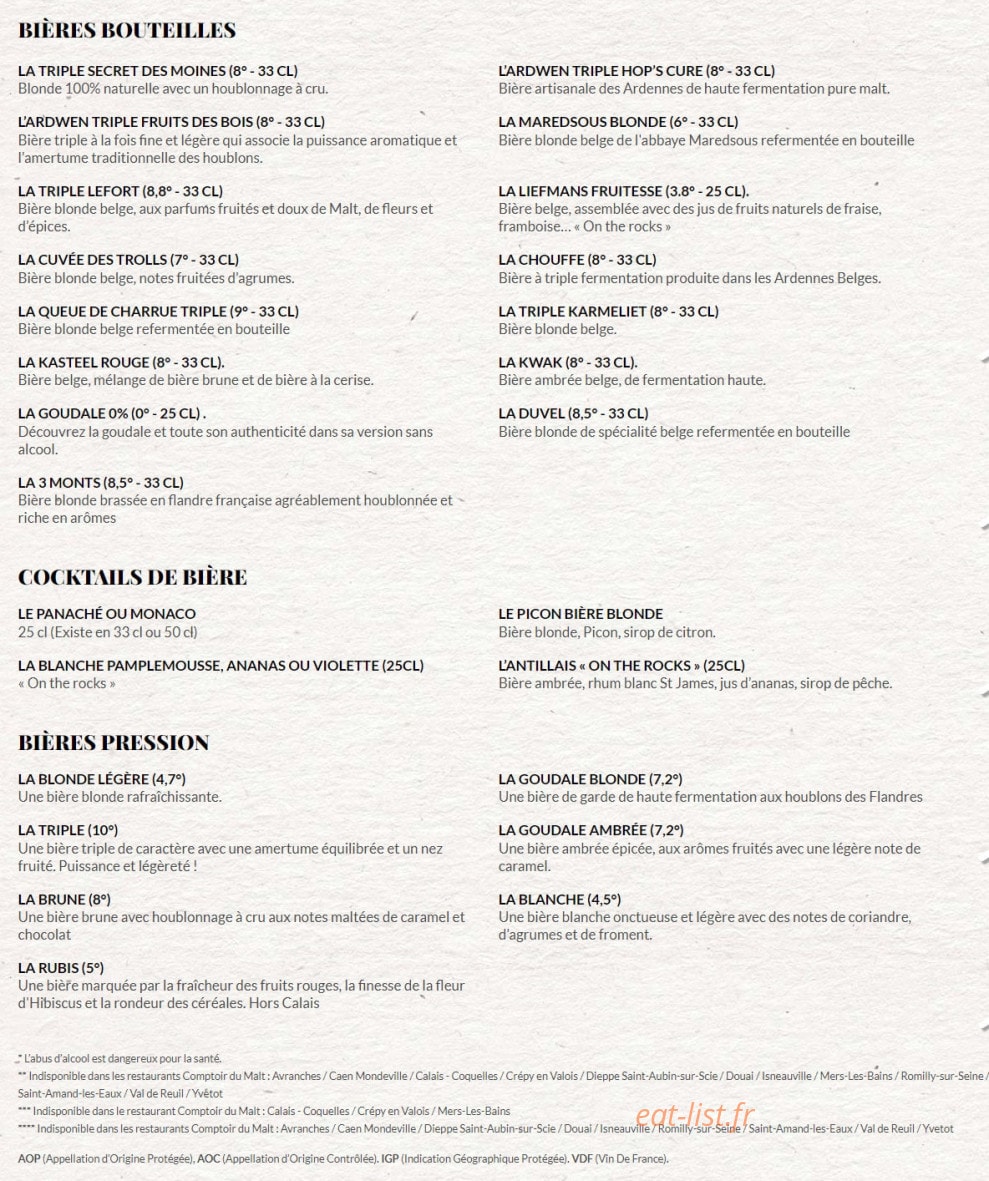 Le Comptoir du Malt — carte page 9