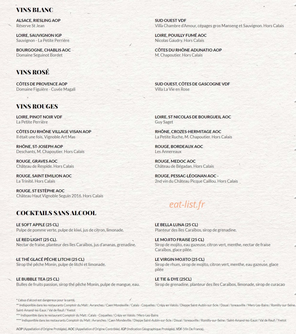 Le Comptoir du Malt — carte page 13