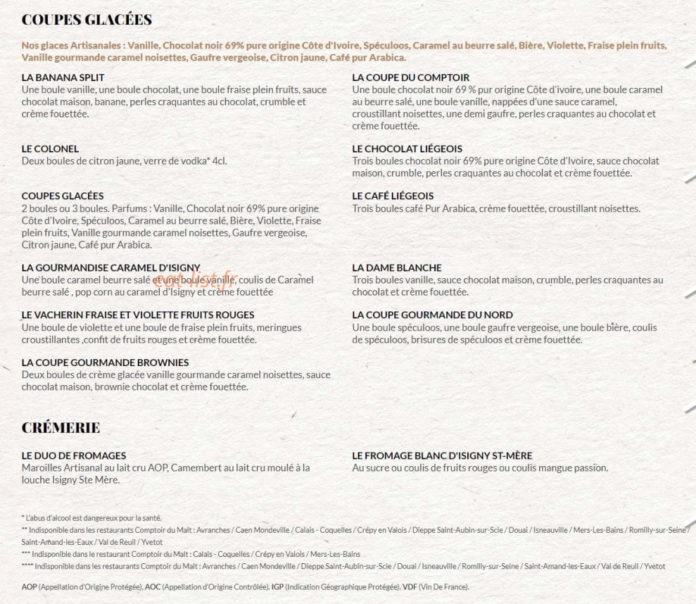 Le Comptoir du Malt — carte page 8