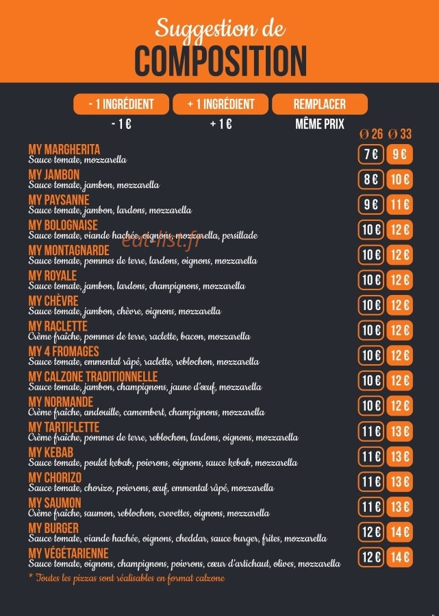 My Pizza — carte page 3