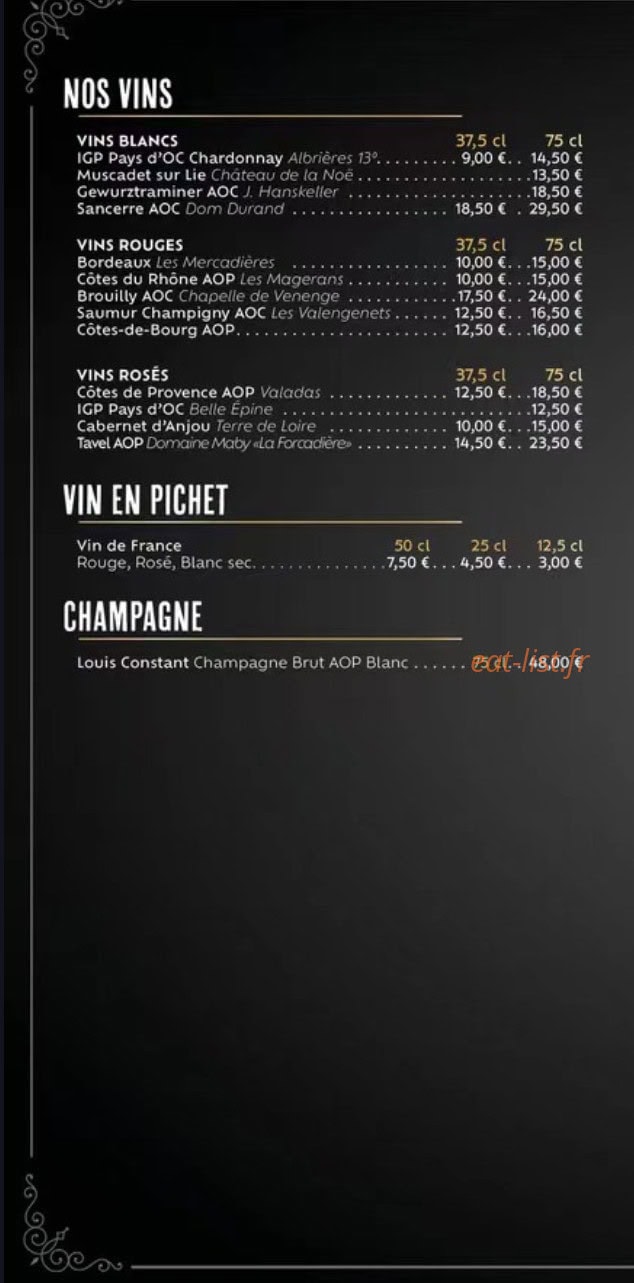 Carte et menu de planet wok à Mondeville — Vins, champagnes...