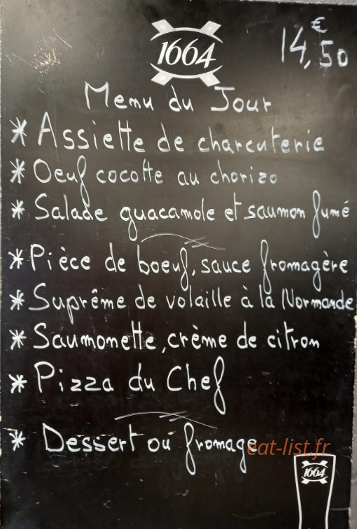 Carte et menu de Brasserie des Sports à Fleury sur Orne — Exemple de menu