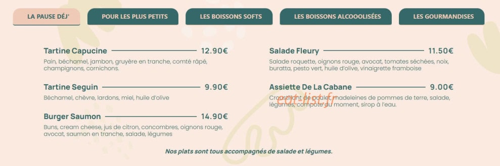La Cabane d'Axelle — carte page 1
