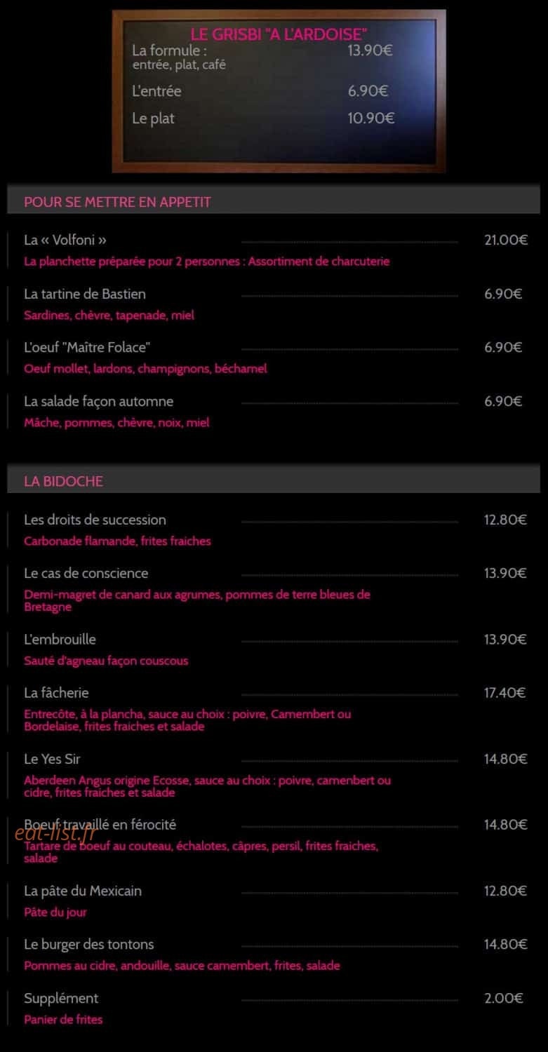 La Cave des Tontons — carte page 1