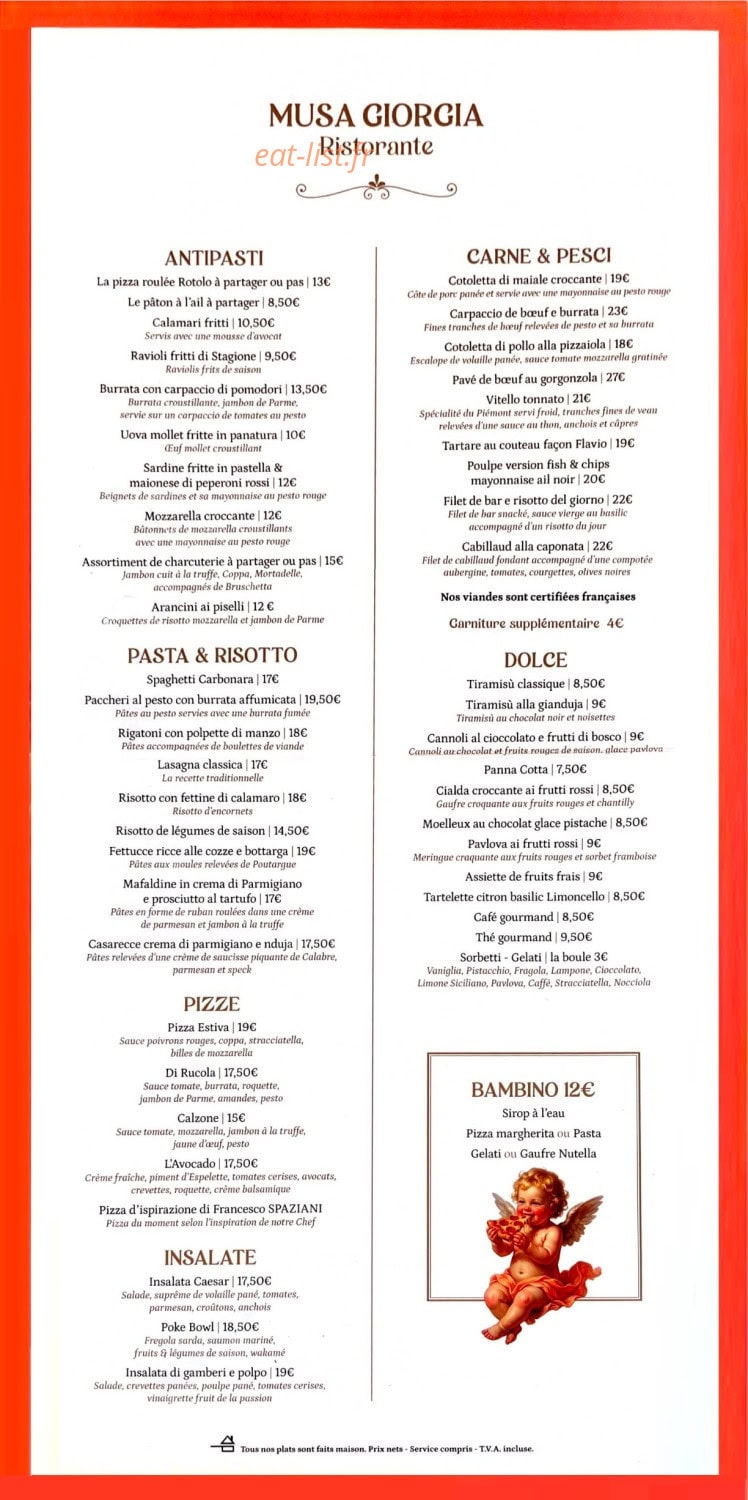Carte et menu de Musa Giorgia à Ifs — Menu