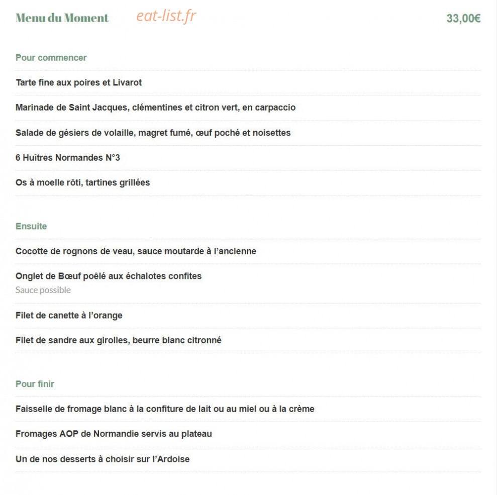 Auberge de la Touques — carte page 3