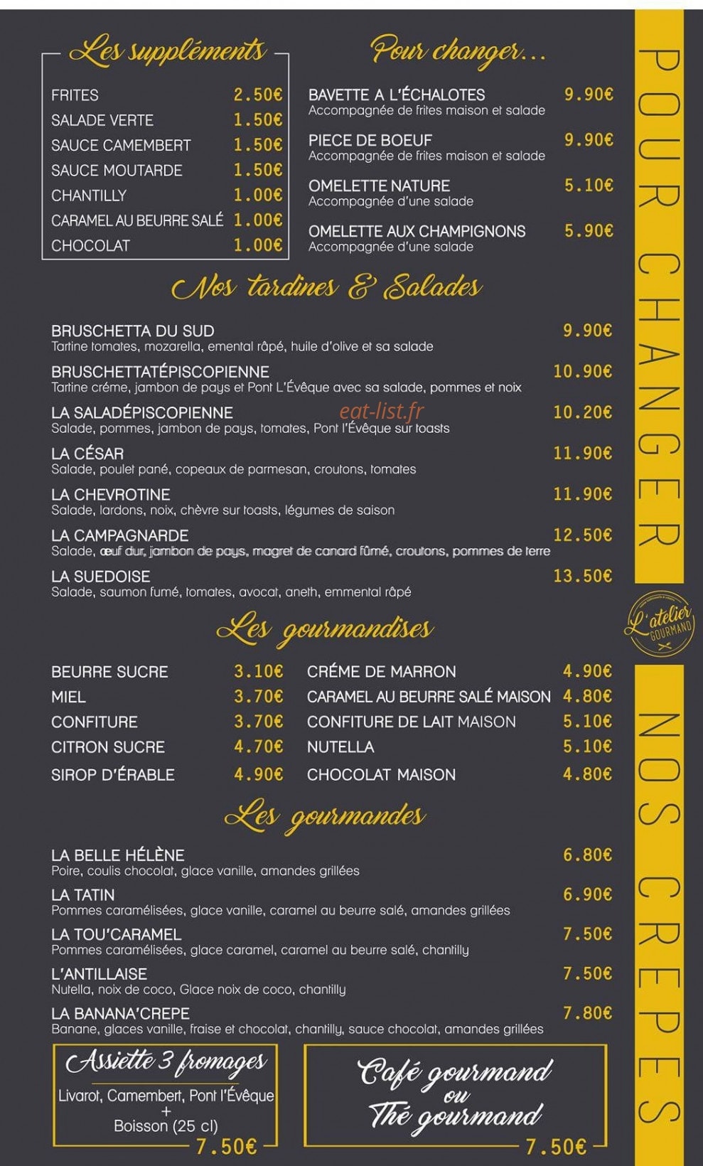 L'atelier gourmand — carte page 2