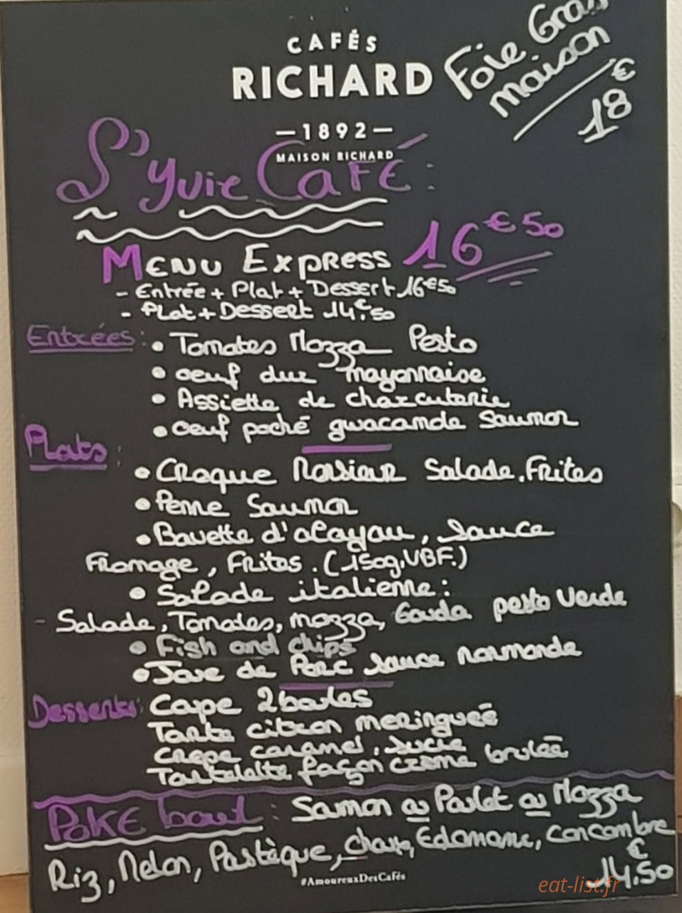 L'Yvie Café — carte page 1
