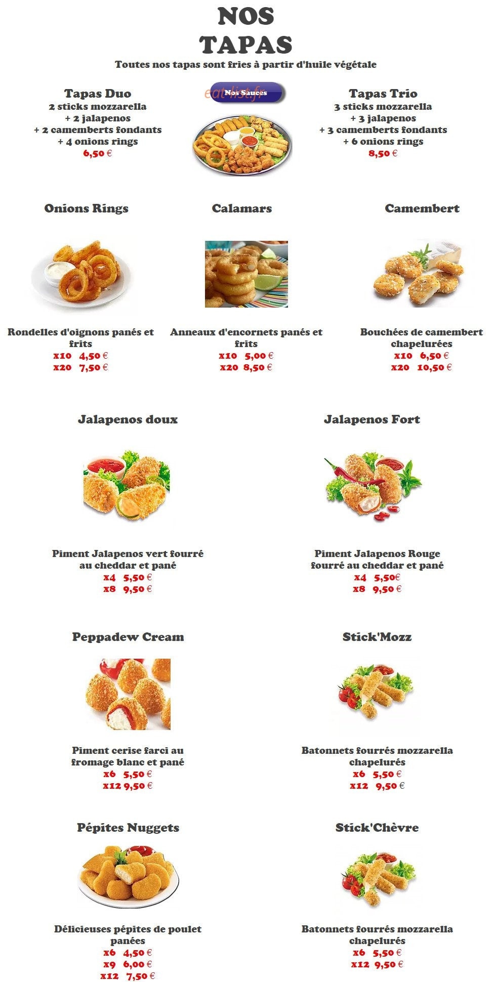 Pizza Burger — carte page 2