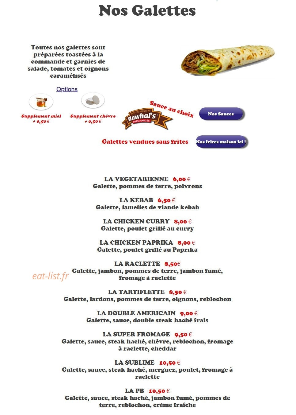Pizza Burger — carte page 11