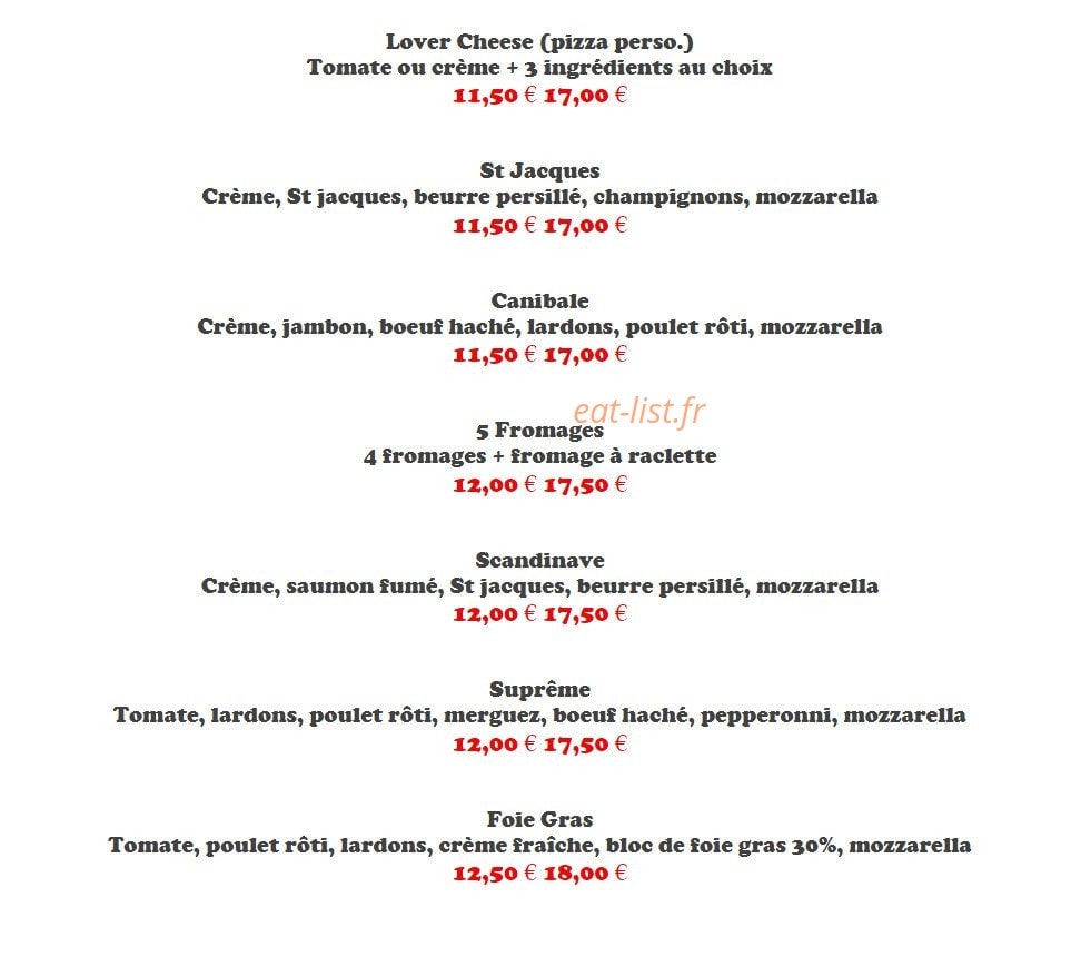 Pizza Burger — carte page 10