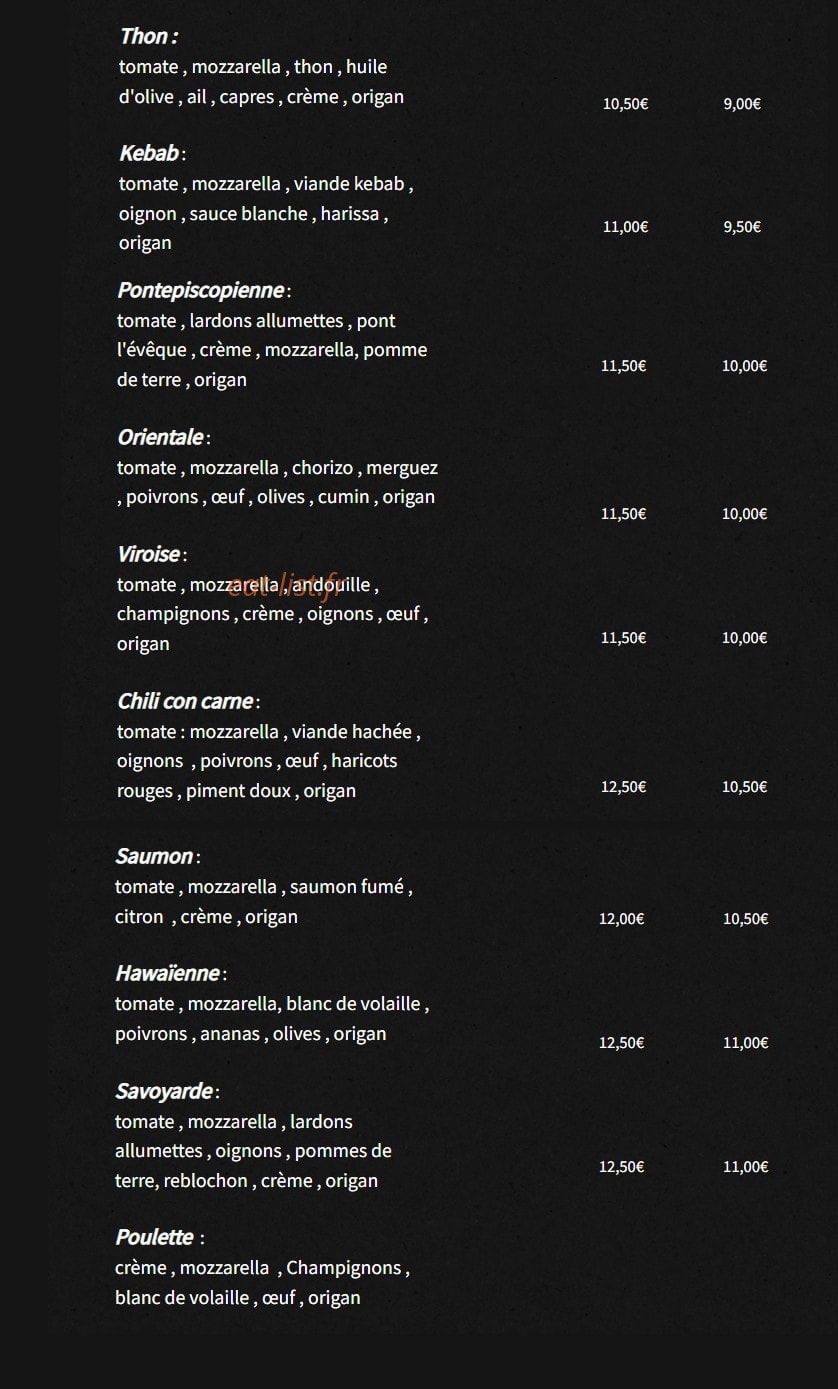 Pizzeria la Gondole — carte page 2