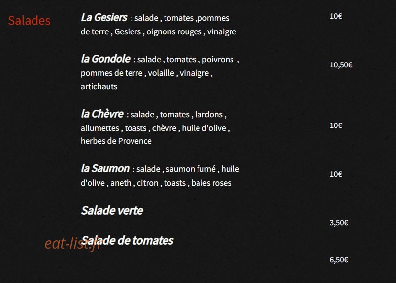 Pizzeria la Gondole — carte page 4