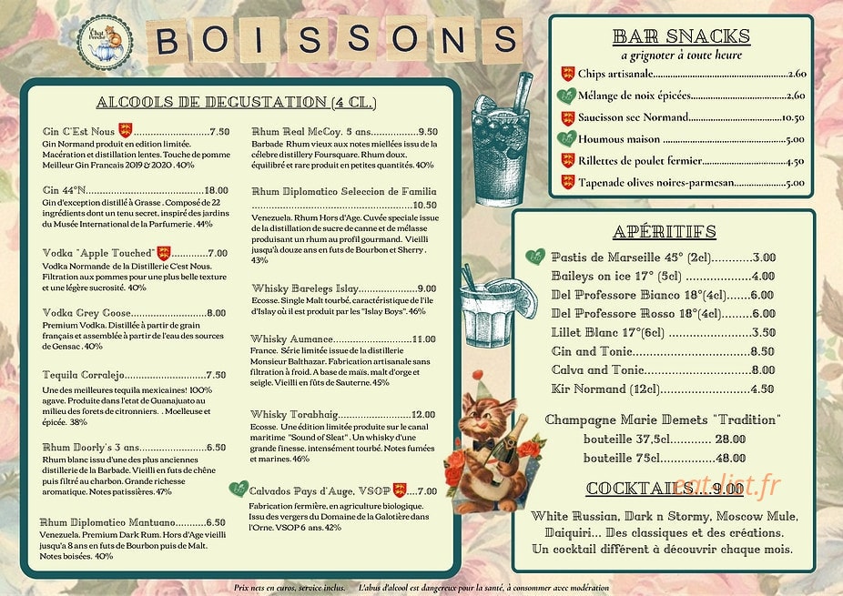 Le Chat Perché — carte page 4