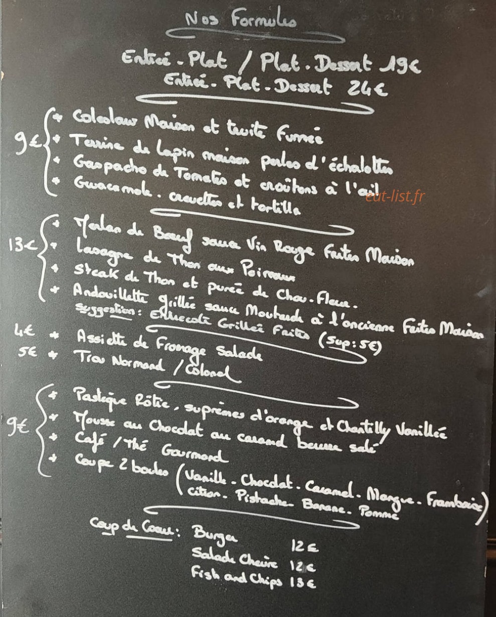 Carte et menu de Le Petit Gourmand à Livarot-Pays-d'Auge — Exemple de menu