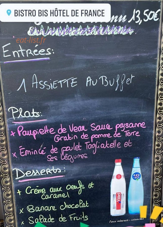 Bistro Bis — carte page 1