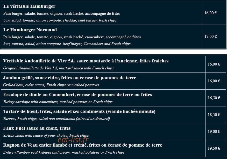 Hôtel Restaurant Le Phare Ouistreham — carte page 4