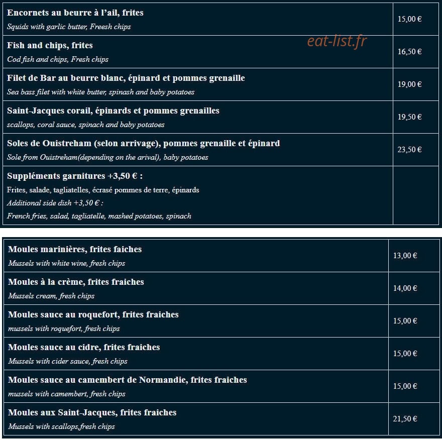 Hôtel Restaurant Le Phare Ouistreham — carte page 5