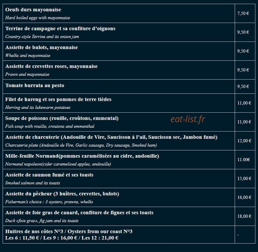 Hôtel Restaurant Le Phare Ouistreham — carte page 1