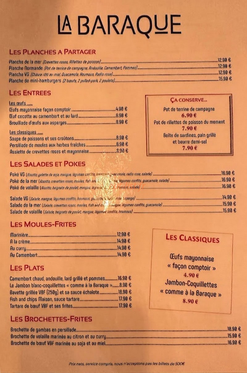 La Baraque — carte page 1