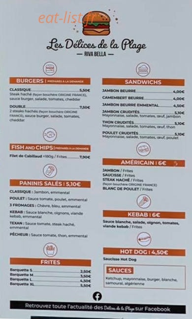 Les Delices de la Plage — carte page 1