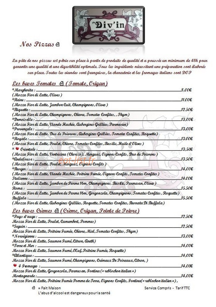 La Div'in — carte page 3