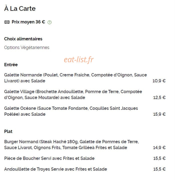 Le Billig's — carte page 1