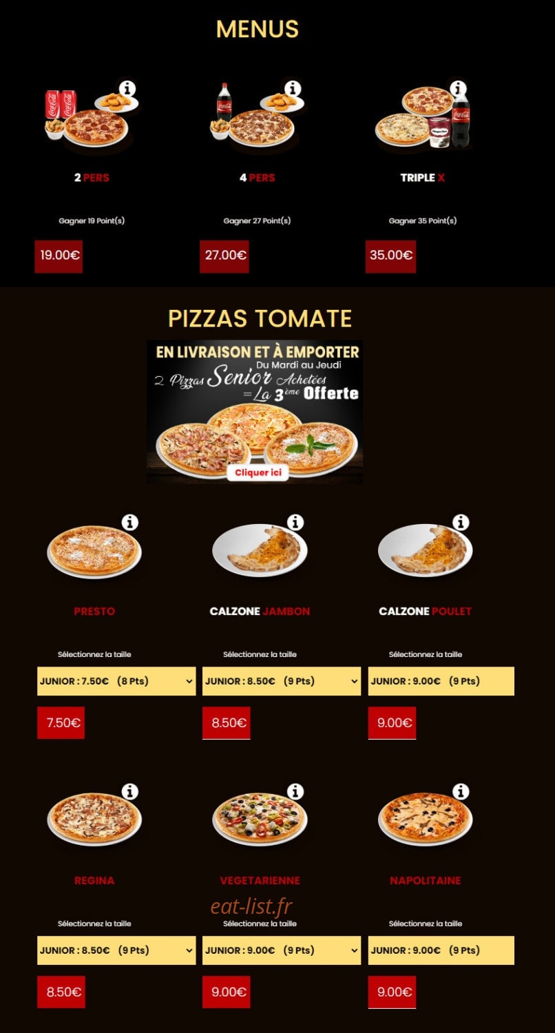 Pizza Presto — carte page 1