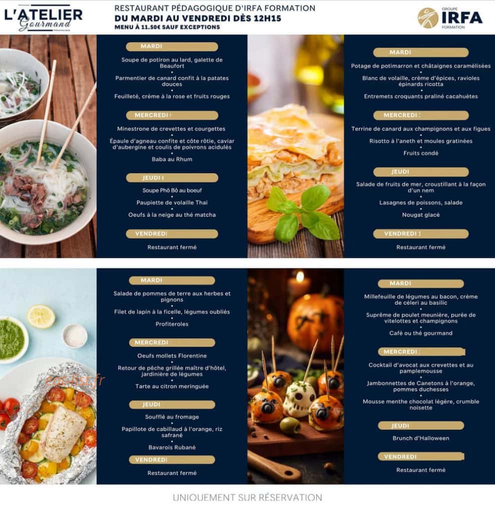 L'Atelier Gourmand — carte page 1
