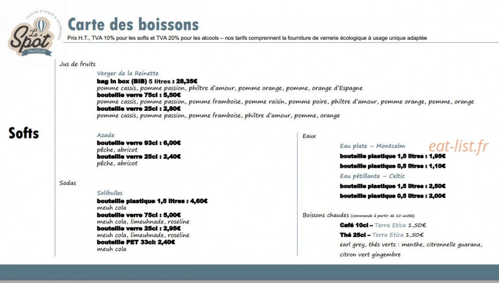Le Spot Traiteur — carte page 7