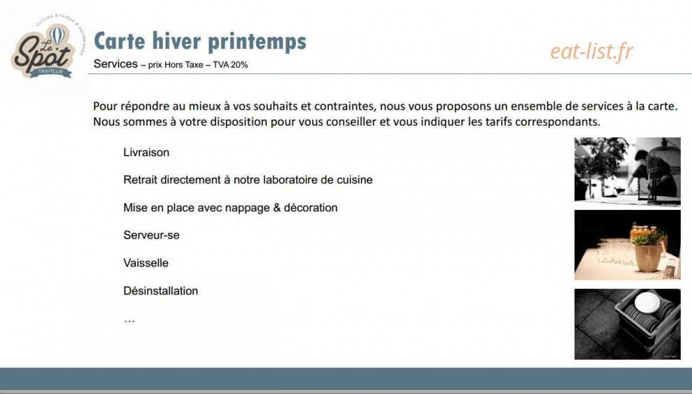 Le Spot Traiteur — carte page 10