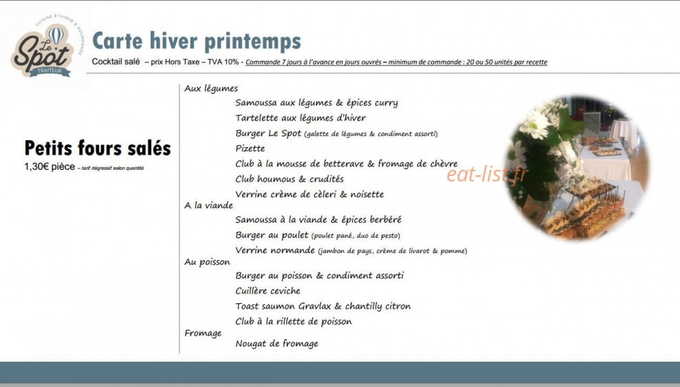 Le Spot Traiteur — carte page 12