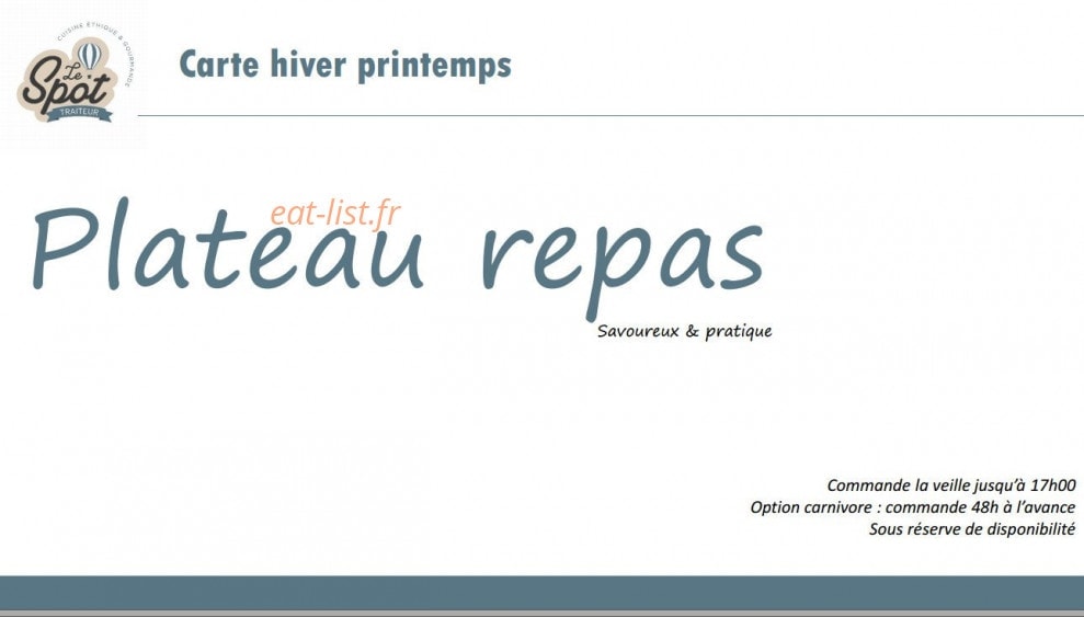 Le Spot Traiteur — carte page 15