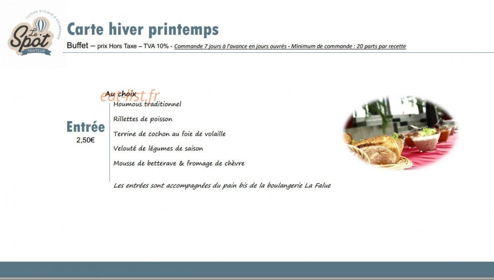 Le Spot Traiteur — carte page 3