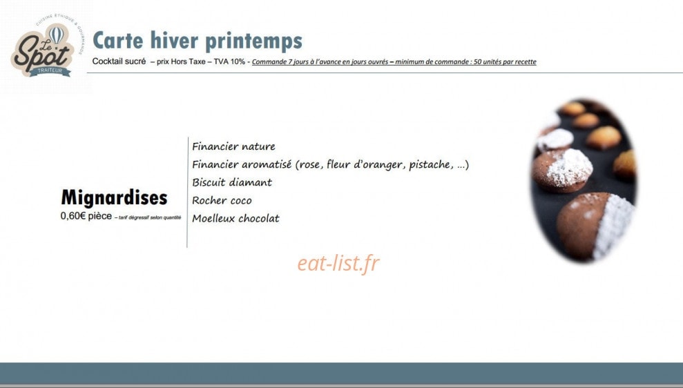 Le Spot Traiteur — carte page 14