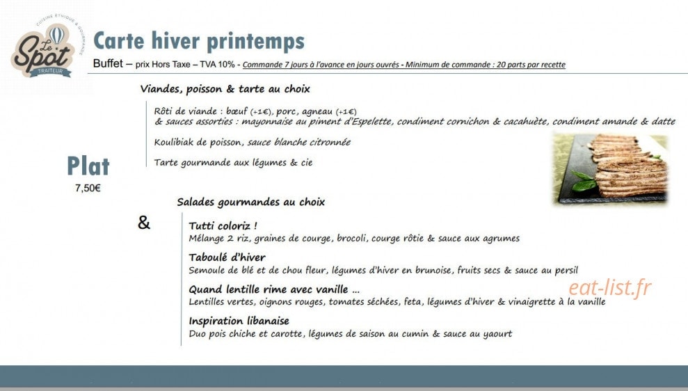 Le Spot Traiteur — carte page 4