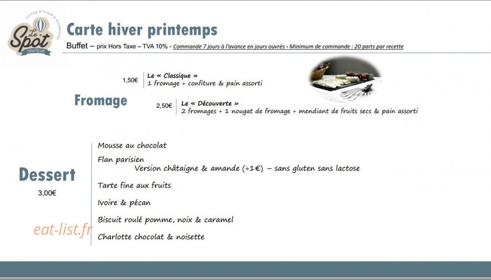 Le Spot Traiteur — carte page 5