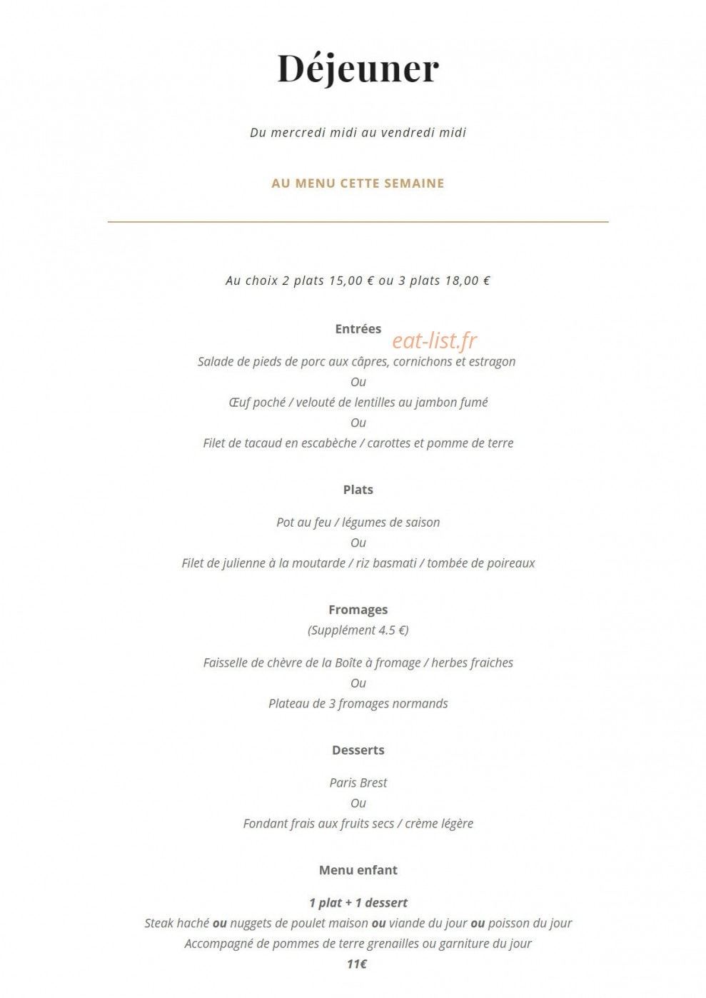 Le Marronnier — carte page 1