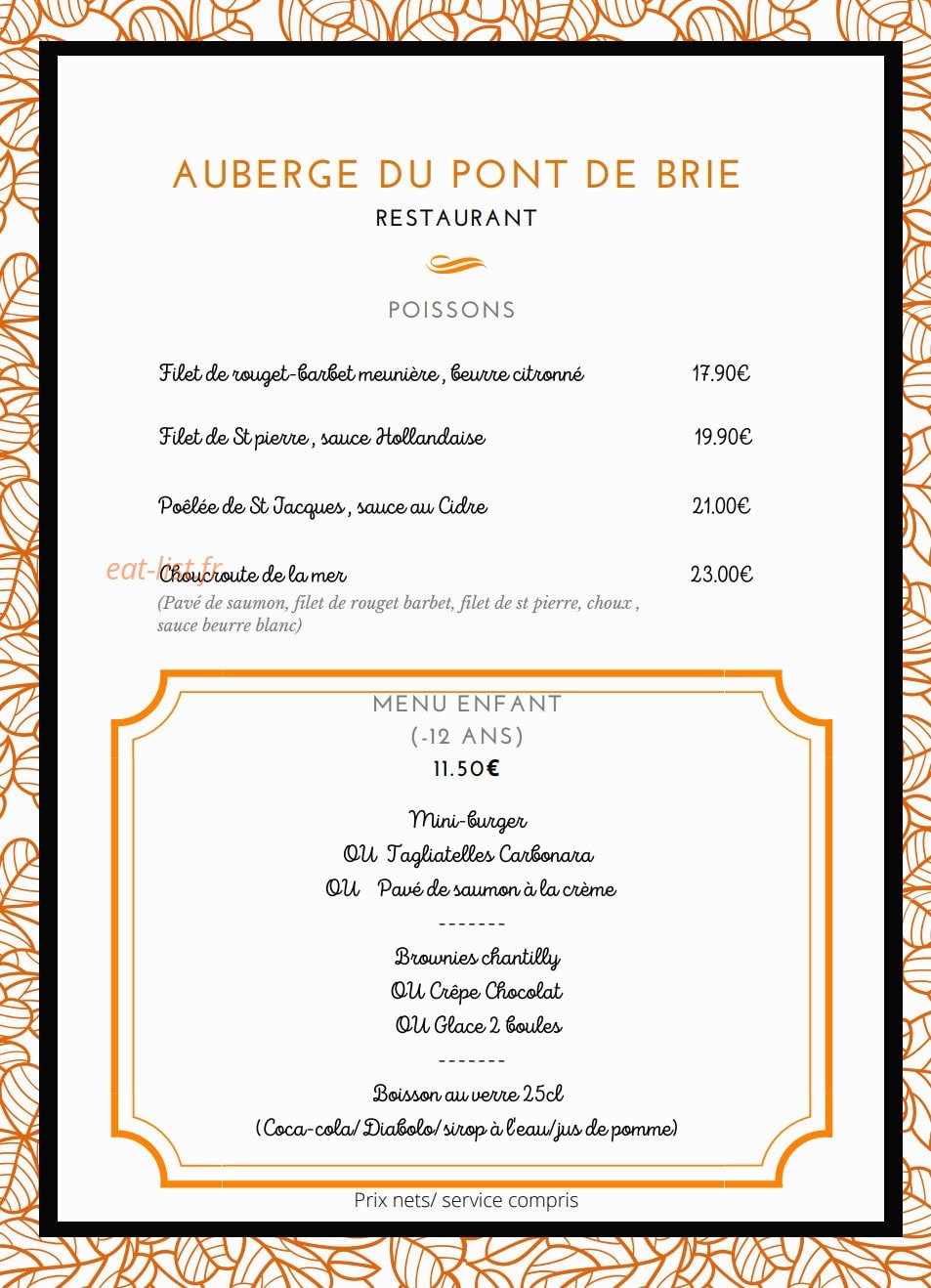 Auberge du Pont de Brie — carte page 3
