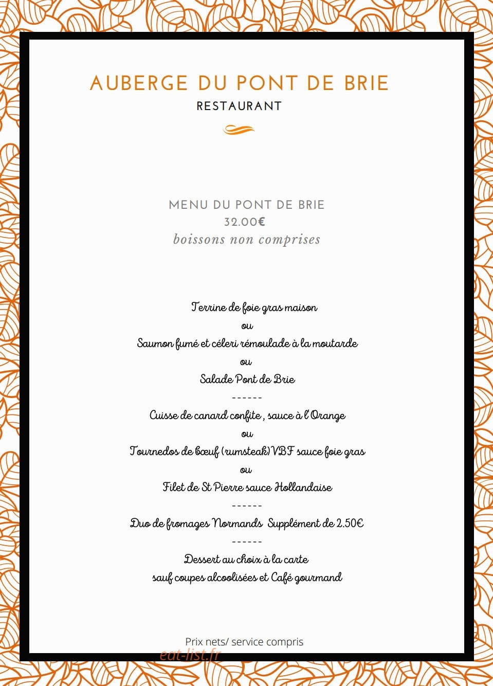 Auberge du Pont de Brie — carte page 7