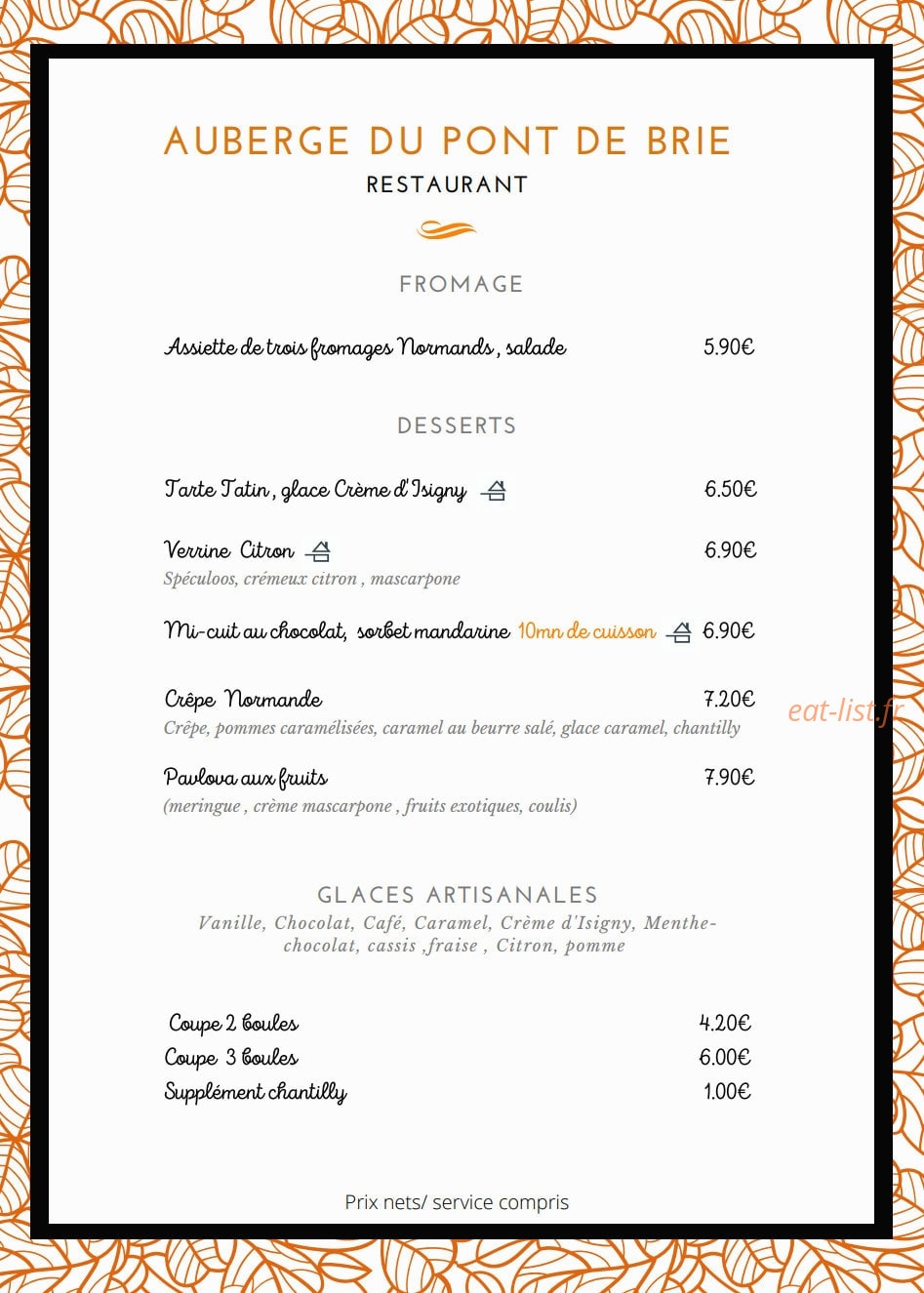 Auberge du Pont de Brie — carte page 4
