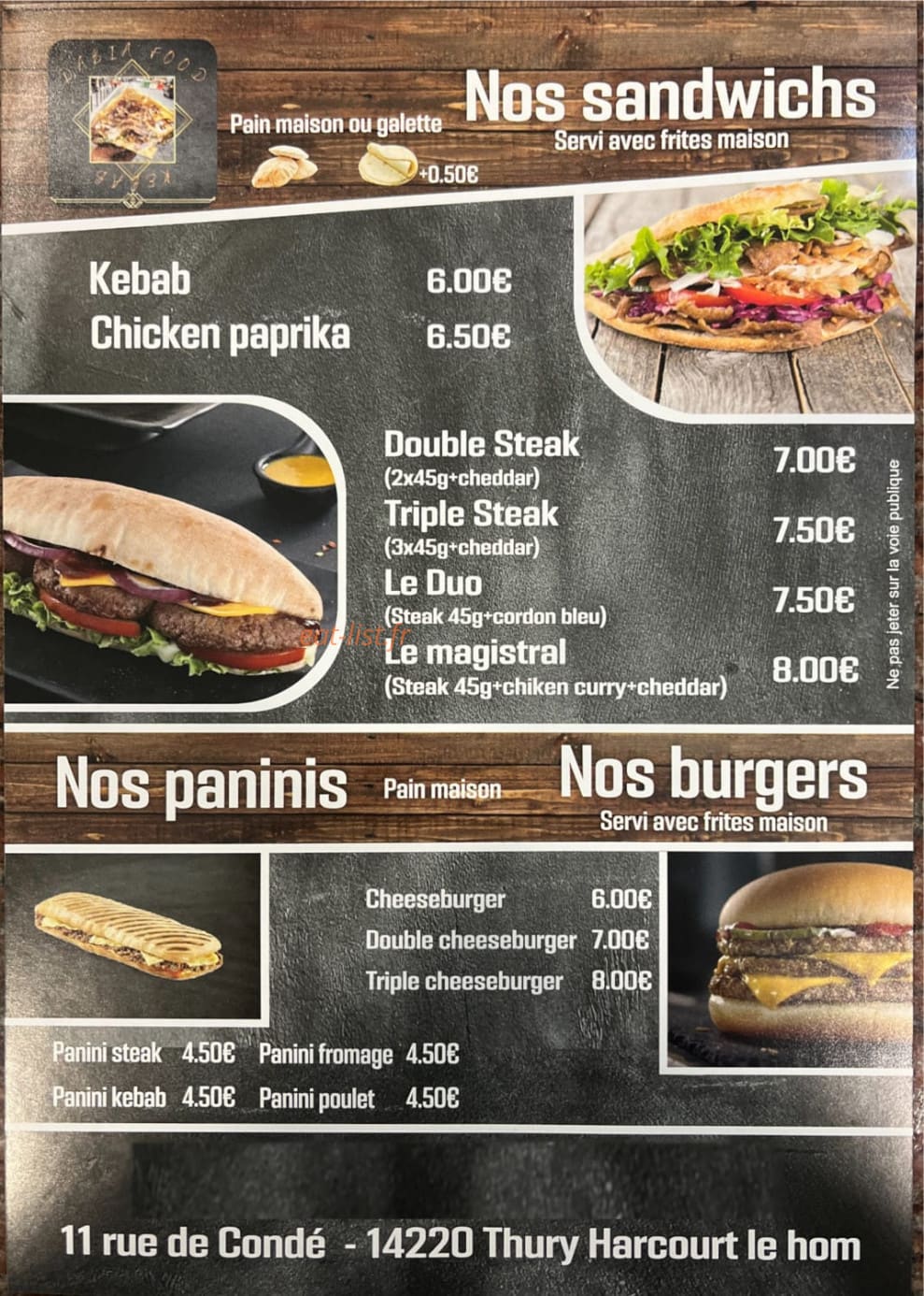 Dabia food — carte page 1