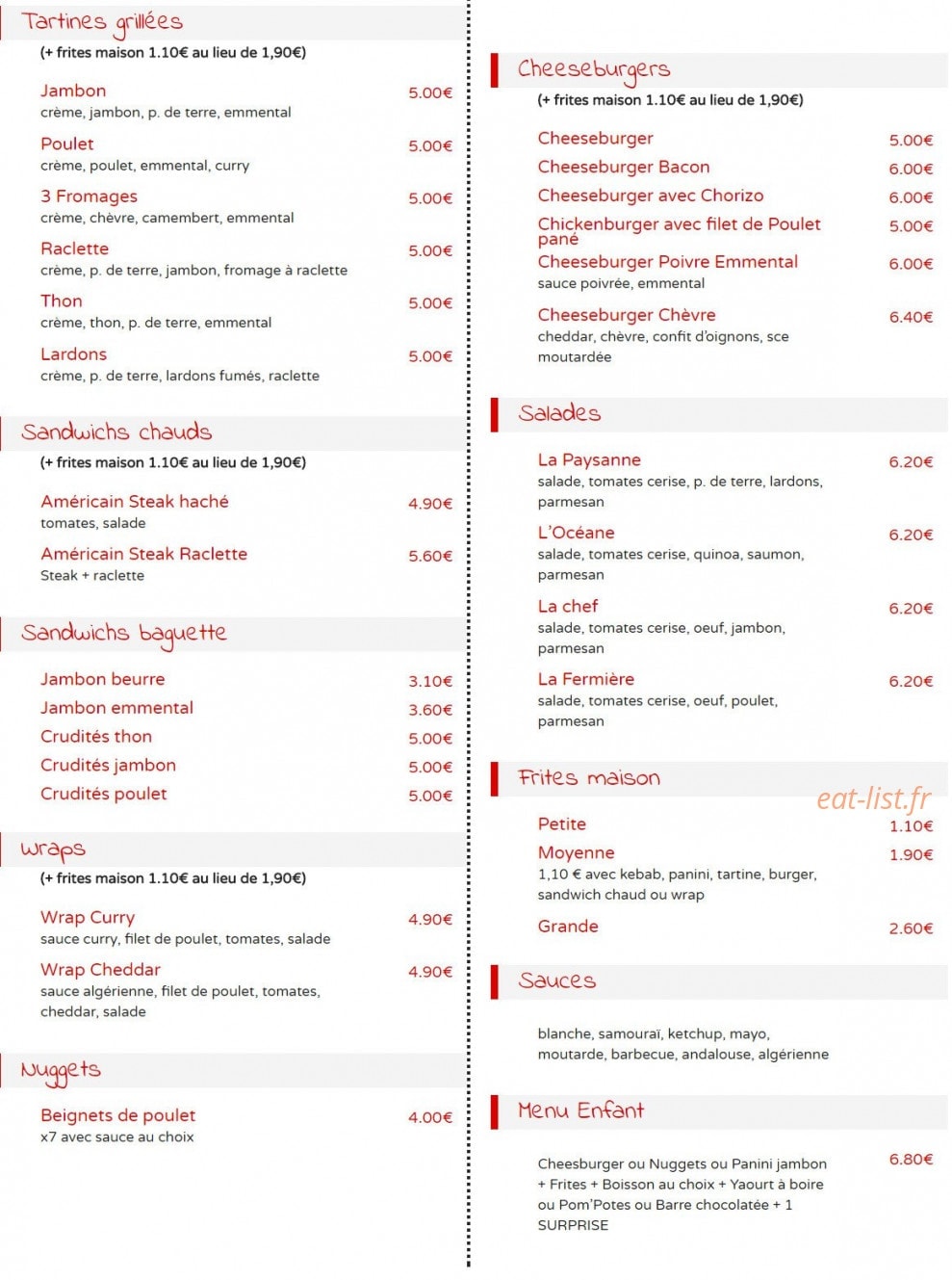 Family Pizza — carte page 2