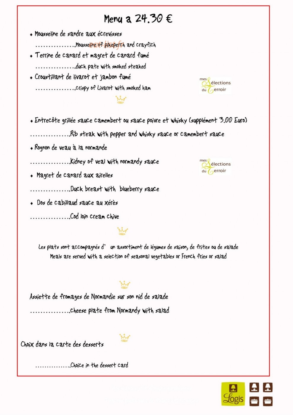Hôtel de la Place — carte page 2