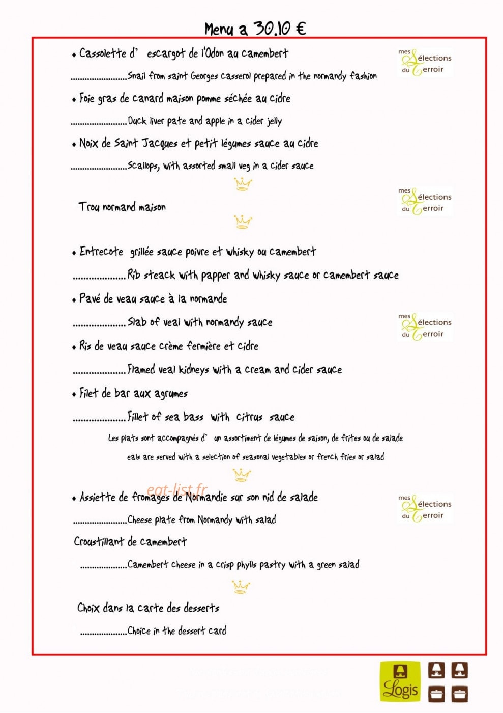 Hôtel de la Place — carte page 3