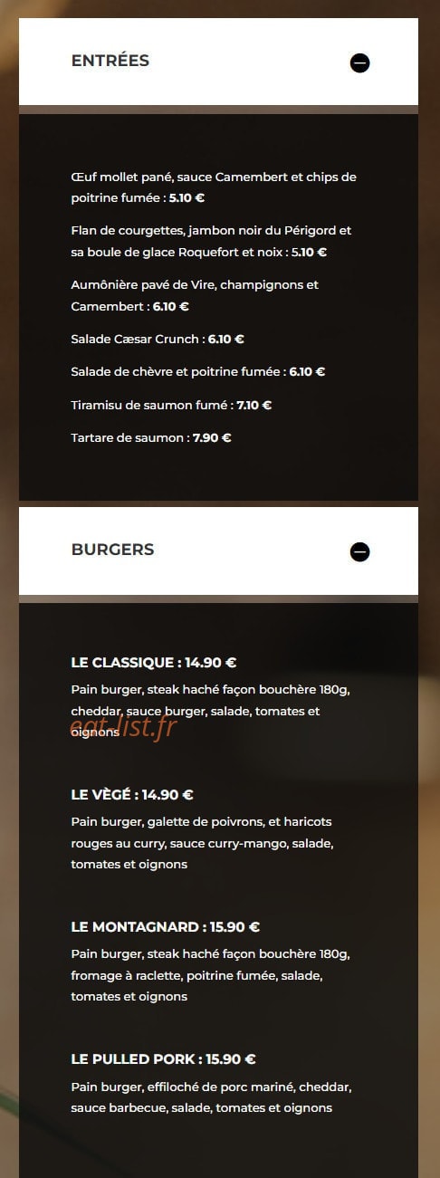 L'Atelier Gourmand — carte page 1
