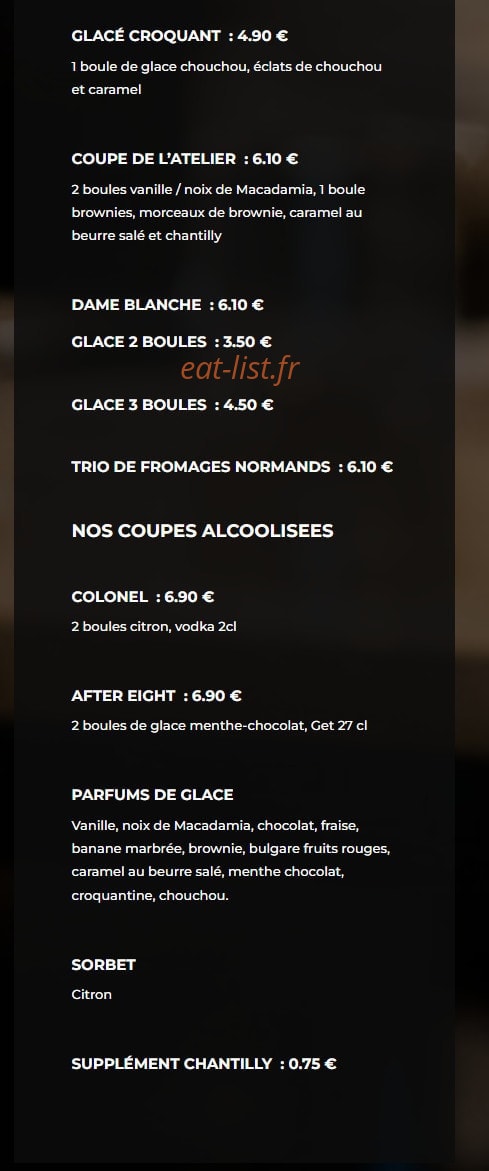 L'Atelier Gourmand — carte page 4