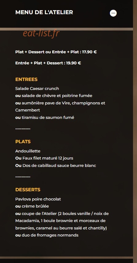 L'Atelier Gourmand — carte page 6