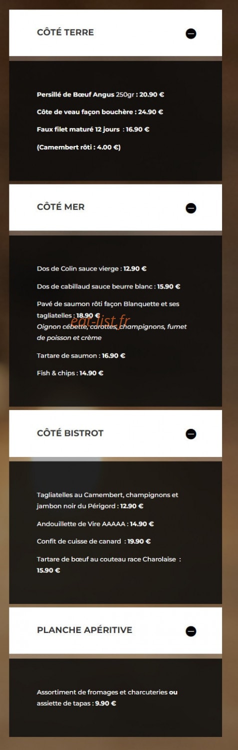L'Atelier Gourmand — carte page 2